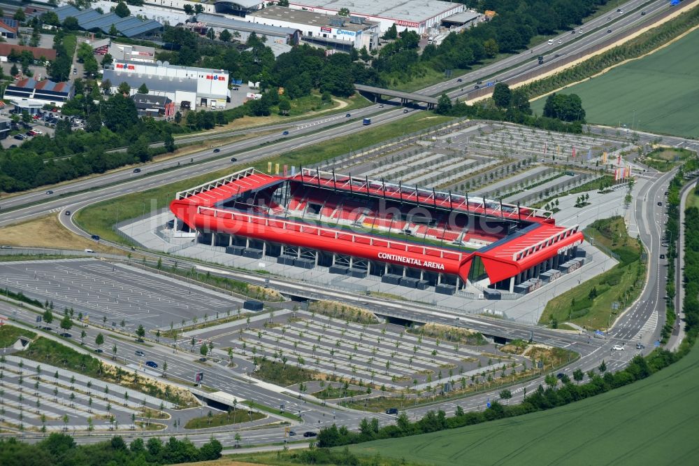 Regensburg aus der Vogelperspektive: Sportstätten-Gelände der Arena des Stadion Continental Arena in Regensburg im Bundesland Bayern, Deutschland