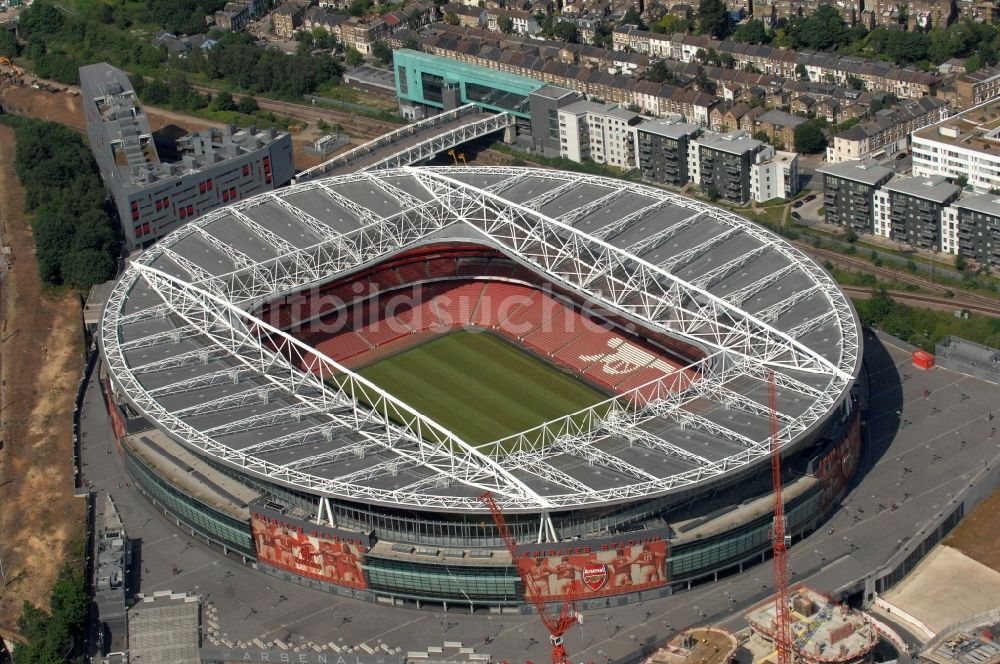 London von oben - Sportstätten-Gelände der Arena des Stadion Emirates Stadium in London in England, Vereinigtes Königreich