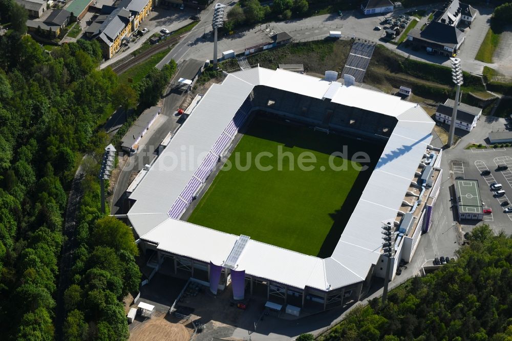 Luftaufnahme Aue - Sportstätten-Gelände der Arena des Stadion Erzgebirgsstadion in Aue im Bundesland Sachsen, Deutschland