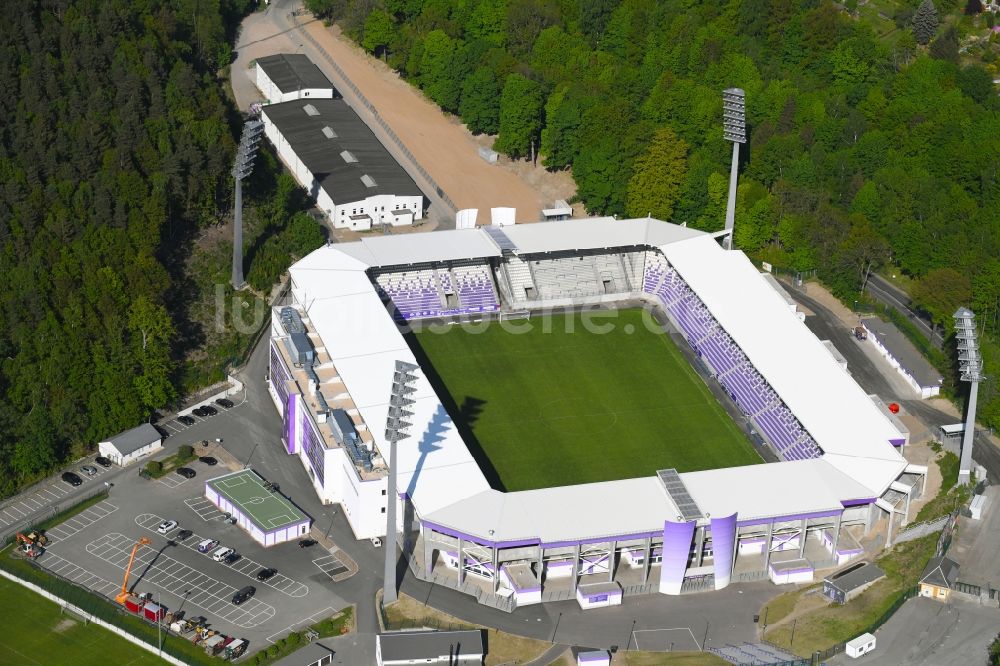 Luftaufnahme Aue - Sportstätten-Gelände der Arena des Stadion Erzgebirgsstadion in Aue im Bundesland Sachsen, Deutschland