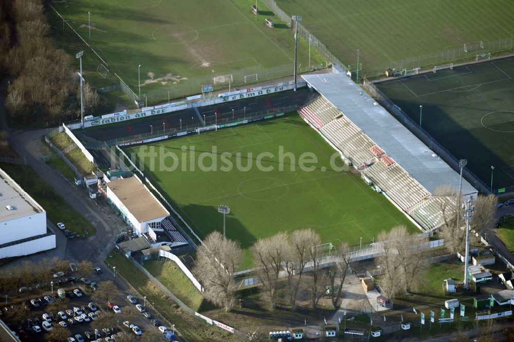 Lübeck aus der Vogelperspektive: Sportstätten-Gelände der Arena des Stadion in Lübeck im Bundesland Schleswig-Holstein