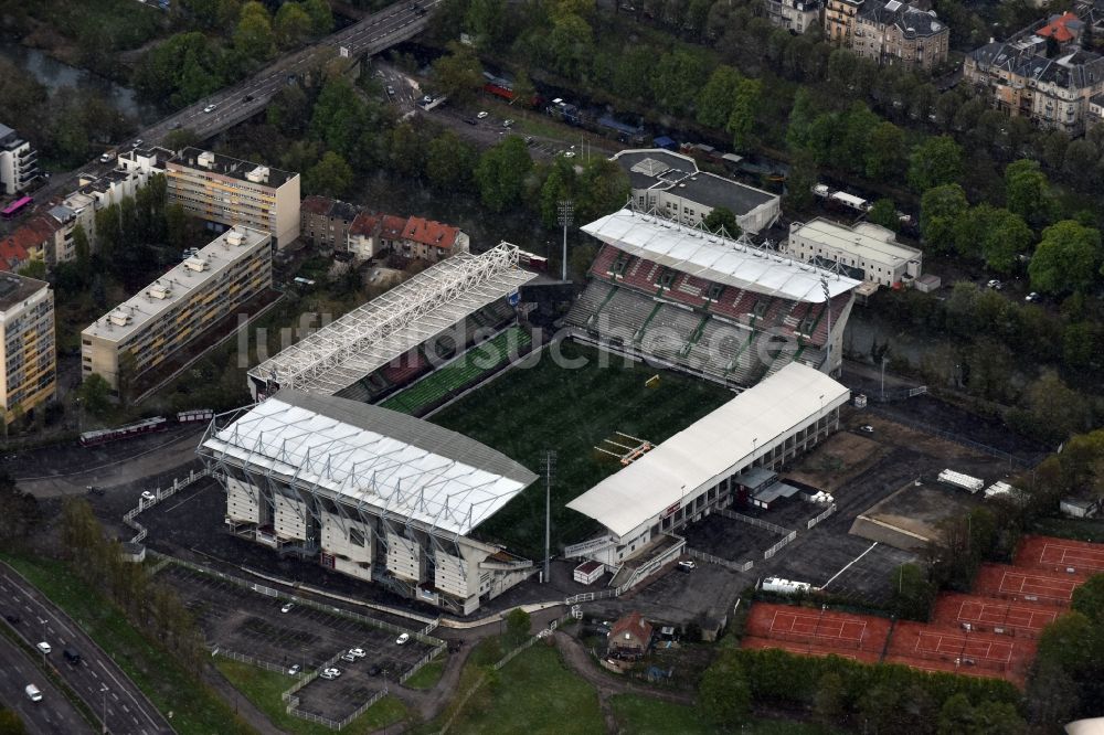 Luftaufnahme Longeville-lès-Metz - Sportstätten-Gelände der Arena des Stadion in Longeville-lès-Metz in Alsace-Champagne-Ardenne-Lorraine, Frankreich