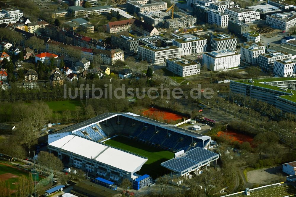Luftbild Mannheim - Sportstätten- Gelände der Arena des Stadion in Mannheim im Bundesland Baden-Württemberg