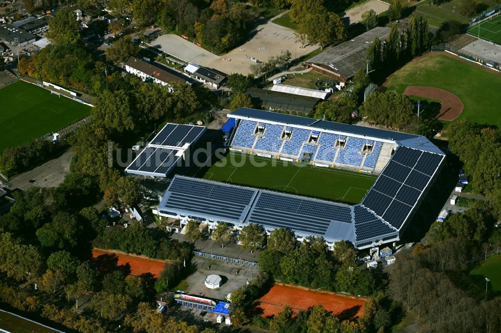 Luftaufnahme Mannheim - Sportstätten- Gelände der Arena des Stadion in Mannheim im Bundesland Baden-Württemberg