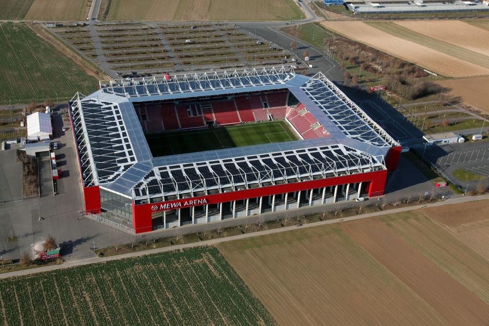Luftaufnahme Mainz - Sportstätten-Gelände der Arena des Stadion MEWA ARENA in Mainz im Bundesland Rheinland-Pfalz, Deutschland
