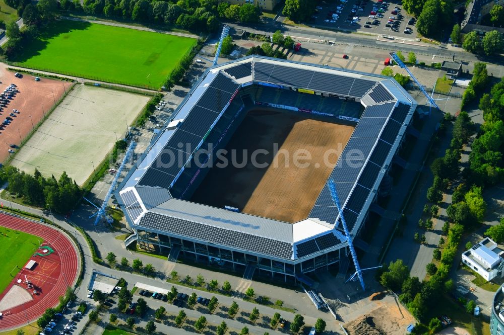 Luftbild Rostock - Sportstätten-Gelände der Arena des Stadion Ostseestadion (vormals DKB - Arena) im Ortsteil Hansaviertel in Rostock im Bundesland Mecklenburg-Vorpommern, Deutschland