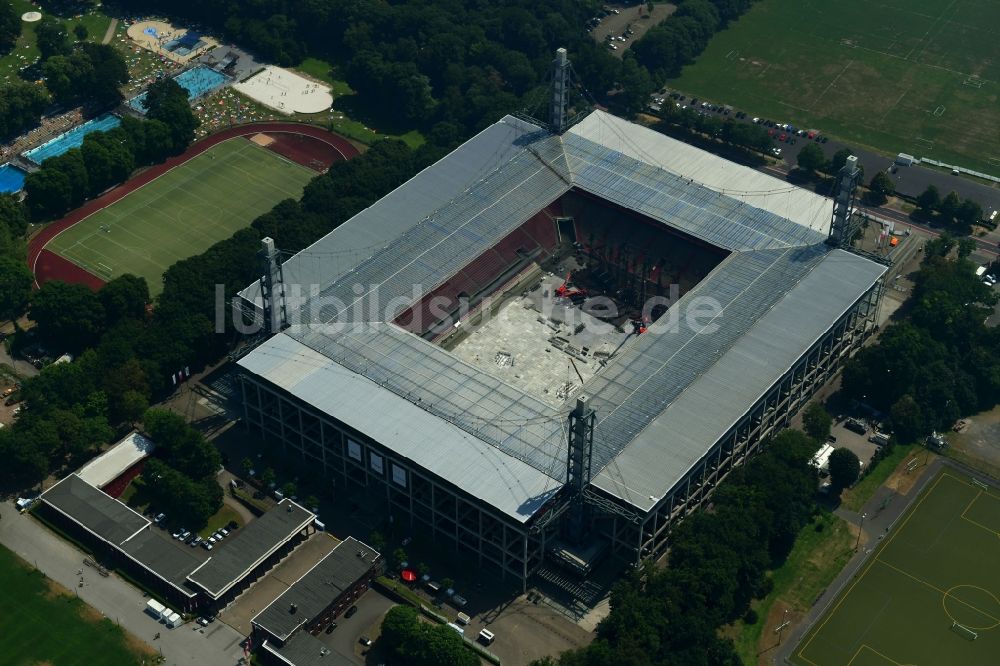 Luftbild Köln - Sportstätten-Gelände der Arena des Stadion Rhein Energie STADION im Ortsteil Lindenthal in Köln im Bundesland Nordrhein-Westfalen, Deutschland