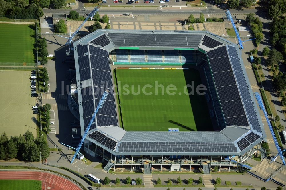 Luftaufnahme Rostock - Sportstätten-Gelände der Arena des Stadion in Rostock im Bundesland Mecklenburg-Vorpommern