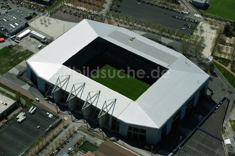 Luftaufnahme Saint-Etienne - Sportstätten-Gelände der Arena des Stadion in Saint-Etienne in Auvergne Rhone-Alpes, Frankreich