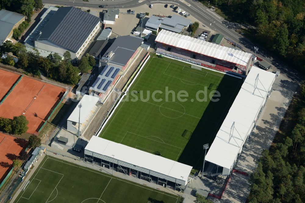 Luftaufnahme Sandhausen - Sportstätten-Gelände der Arena des Stadion in Sandhausen im Bundesland Baden-Württemberg