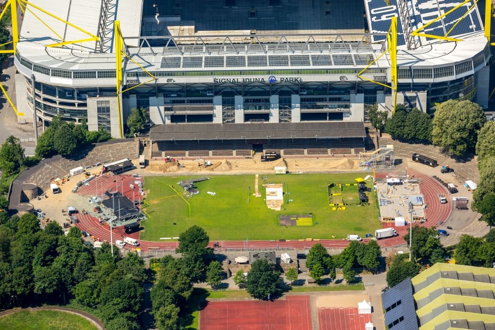 Luftbild Dortmund - Sportstätten-Gelände der Arena des Stadion Stadion Rote Erde an der Strobelallee in Dortmund im Bundesland Nordrhein-Westfalen, Deutschland