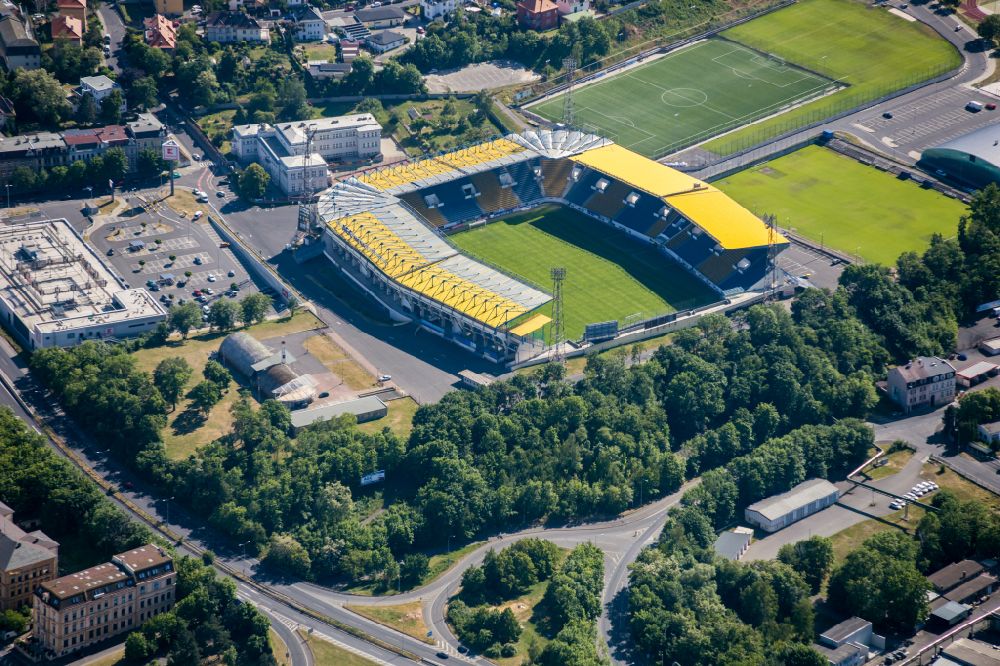 Teplice von oben - Sportstätten-Gelände der Arena des Stadion Teplice in Teplice in Ustecky kraj - Aussiger Region, Tschechien