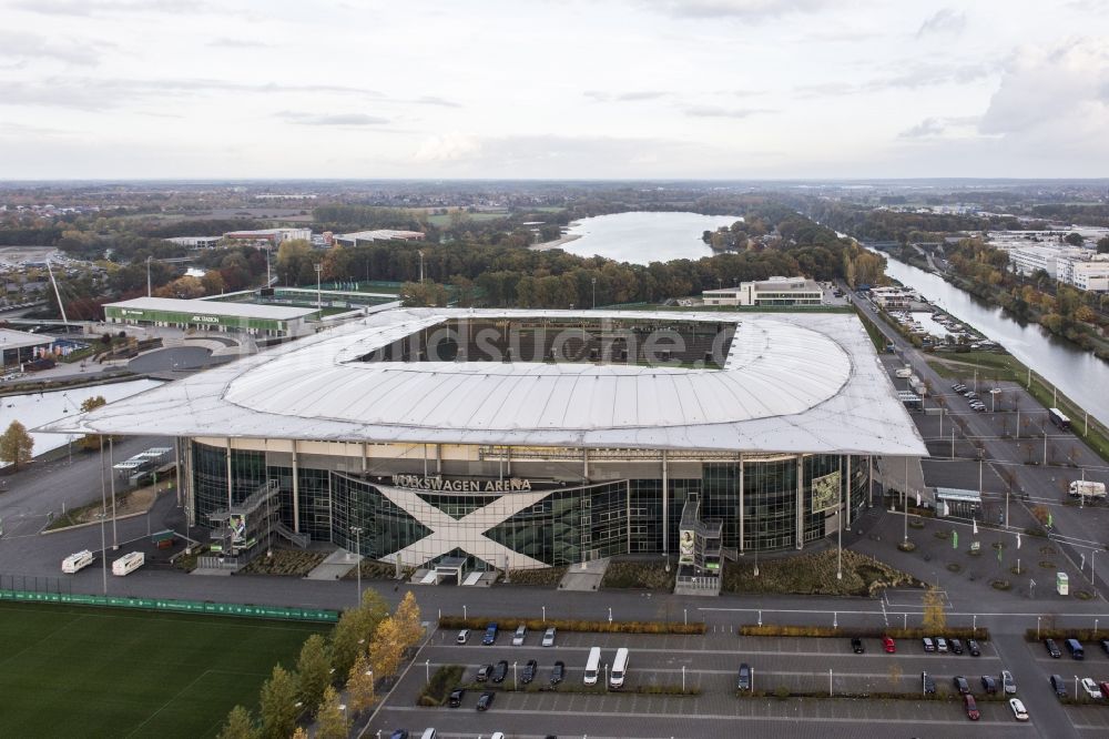 Luftbild Wolfsburg - Sportstätten-Gelände der Arena des Stadion Volkswagen Arena in Wolfsburg im Bundesland Niedersachsen, Deutschland
