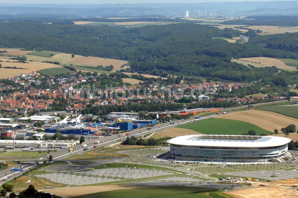Sinsheim aus der Vogelperspektive: Sportstätten-Gelände der Arena des Stadion WIRSOL Rhein-Neckar-Arena in Sinsheim im Bundesland Baden-Württemberg