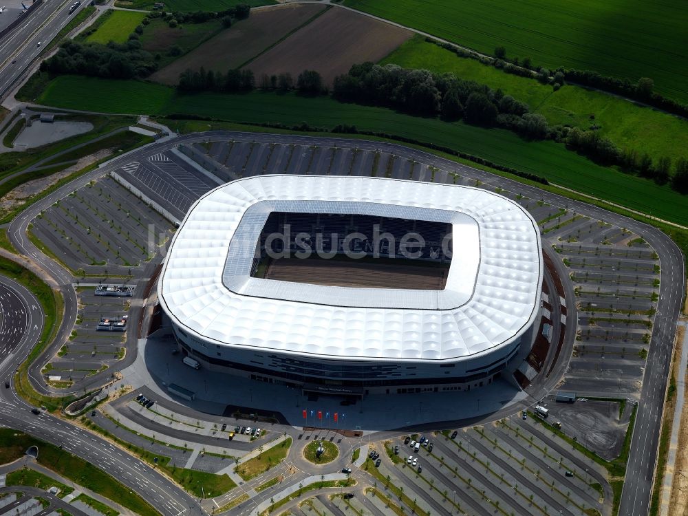 Sinsheim von oben - Sportstätten-Gelände der Arena des Stadion WIRSOL Rhein-Neckar-Arena in Sinsheim im Bundesland Baden-Württemberg, Deutschland