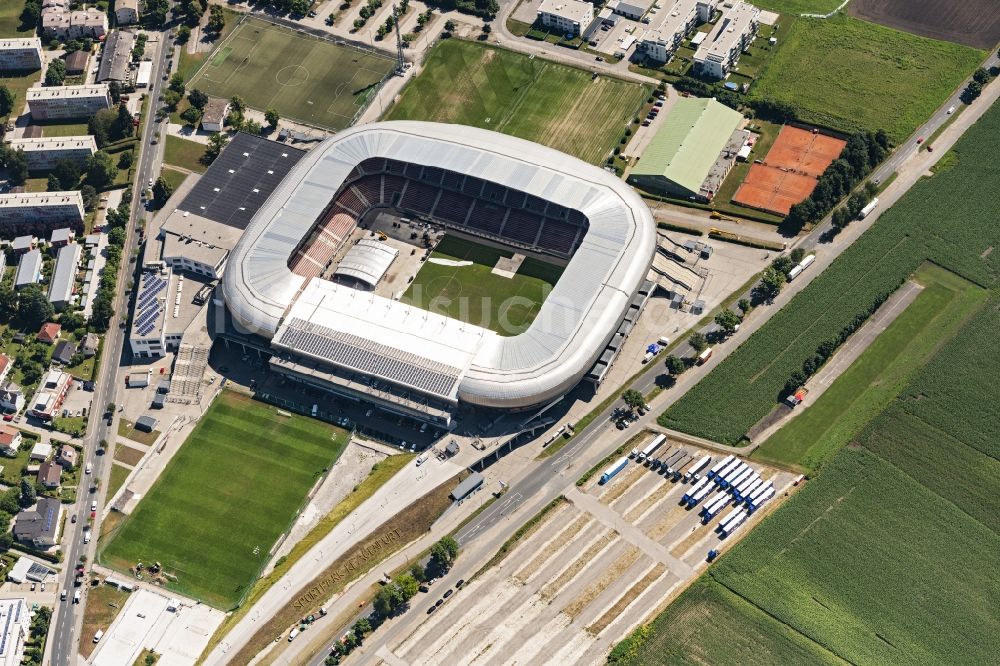 Klagenfurt von oben - Sportstätten-Gelände der Arena des Stadion Wörthersee Stadion in Klagenfurt in Kärnten, Österreich