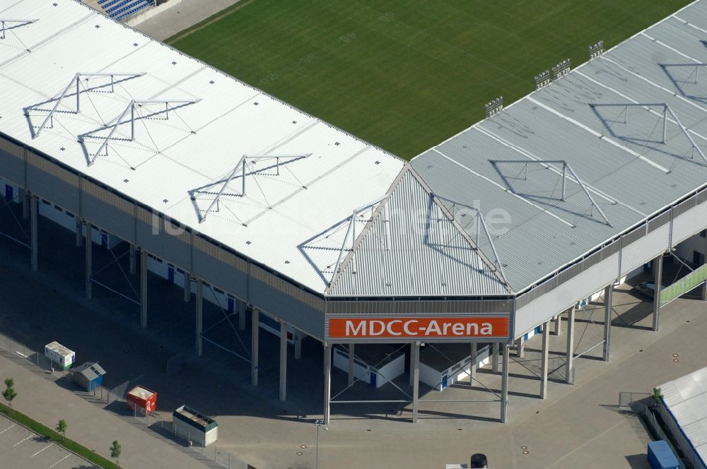 Luftaufnahme Magdeburg - Sportstätten-Gelände der MDCC-Arena in Magdeburg im Bundesland Sachsen-Anhalt