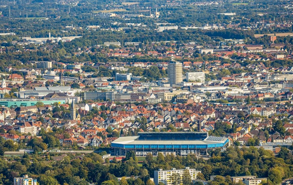 Bielefeld aus der Vogelperspektive: Sportstätten-Gelände der SchücoArena in Bielefeld im Bundesland Nordrhein-Westfalen, Deutschland
