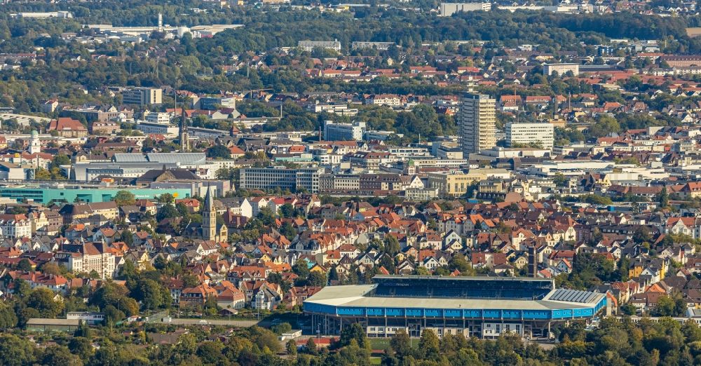 Luftbild Bielefeld - Sportstätten-Gelände der SchücoArena in Bielefeld im Bundesland Nordrhein-Westfalen, Deutschland