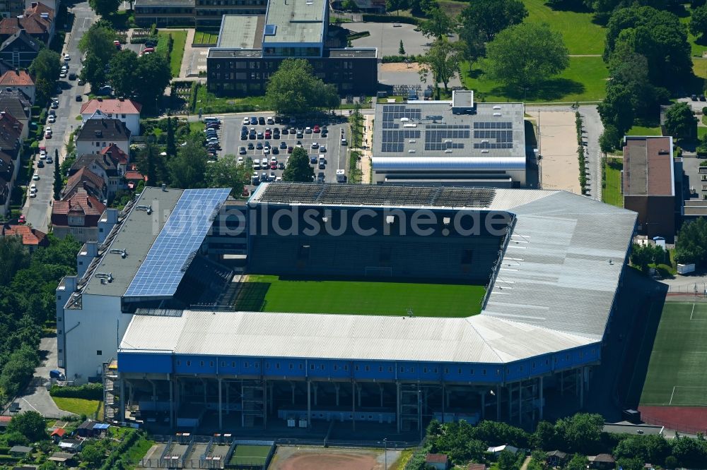 Bielefeld aus der Vogelperspektive: Sportstätten-Gelände der SchücoArena in Bielefeld im Bundesland Nordrhein-Westfalen, Deutschland