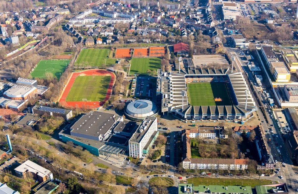 Luftaufnahme Bochum - Sportstätten-Gelände des Stadion in Bochum, Vfl Bochum, im Bundesland Nordrhein-Westfalen