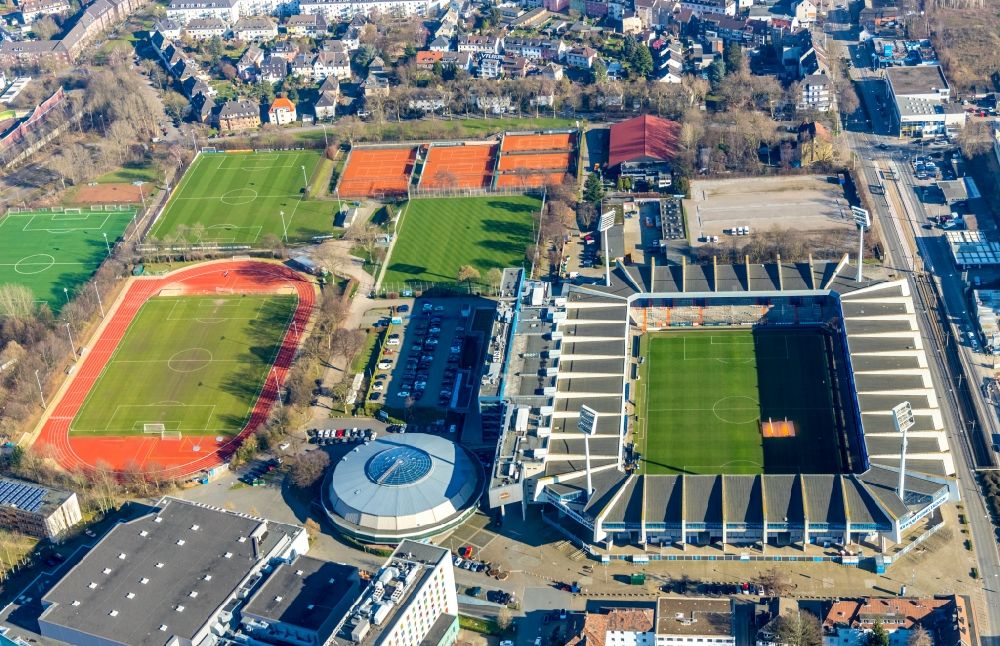 Bochum von oben - Sportstätten-Gelände des Stadion in Bochum, Vfl Bochum, im Bundesland Nordrhein-Westfalen