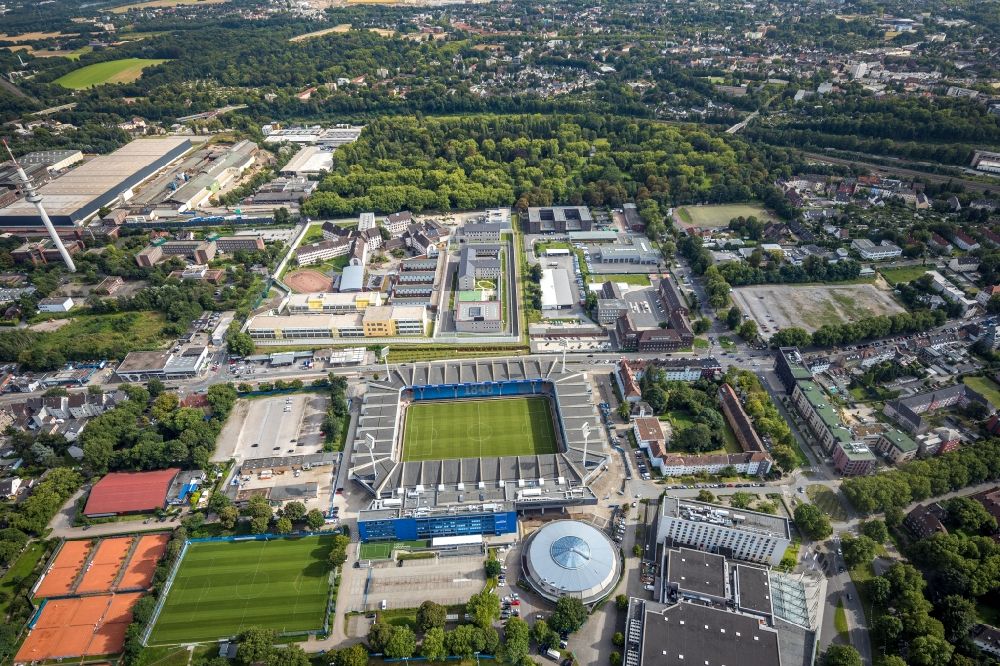 Luftaufnahme Bochum - Sportstätten-Gelände des Stadion in Bochum, Vfl Bochum, im Bundesland Nordrhein-Westfalen