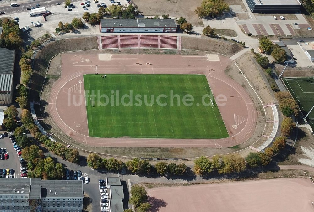 Luftaufnahme Halle (Saale) - Sportstätten-Gelände des Stadion ERDGAS Sportarena in Halle (Saale) im Bundesland Sachsen-Anhalt, Deutschland