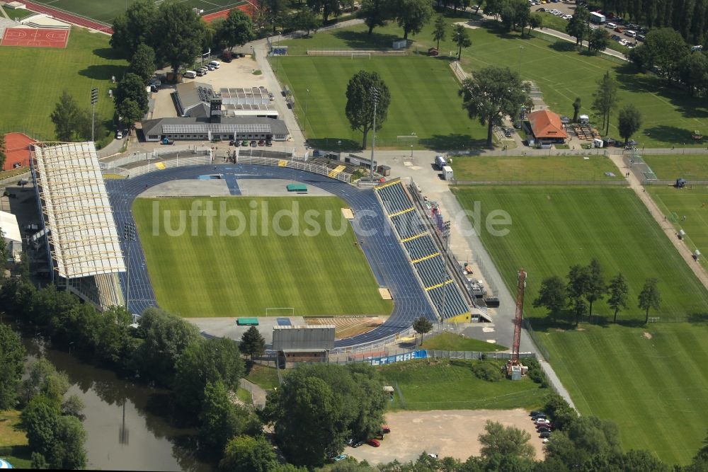 Luftbild Jena - Sportstätten-Gelände des Stadion Ernst-Abbe-Sportfeld in Jena im Bundesland Thüringen, Deutschland