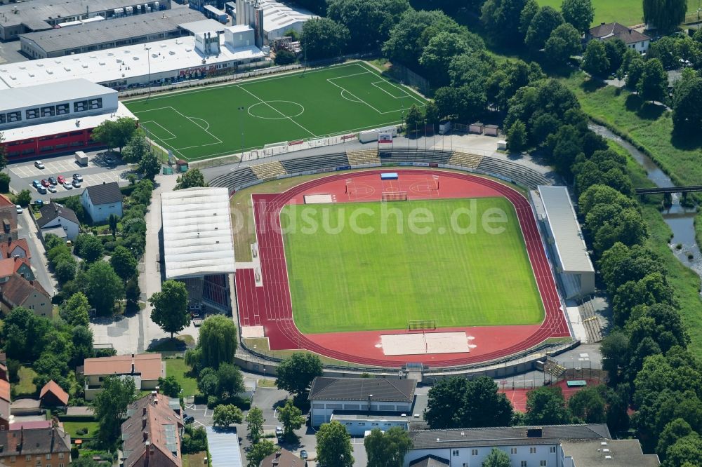 Luftaufnahme Bayreuth - Sportstätten-Gelände des Stadion Hans-Walter-Wild-Stadion in Bayreuth im Bundesland Bayern, Deutschland