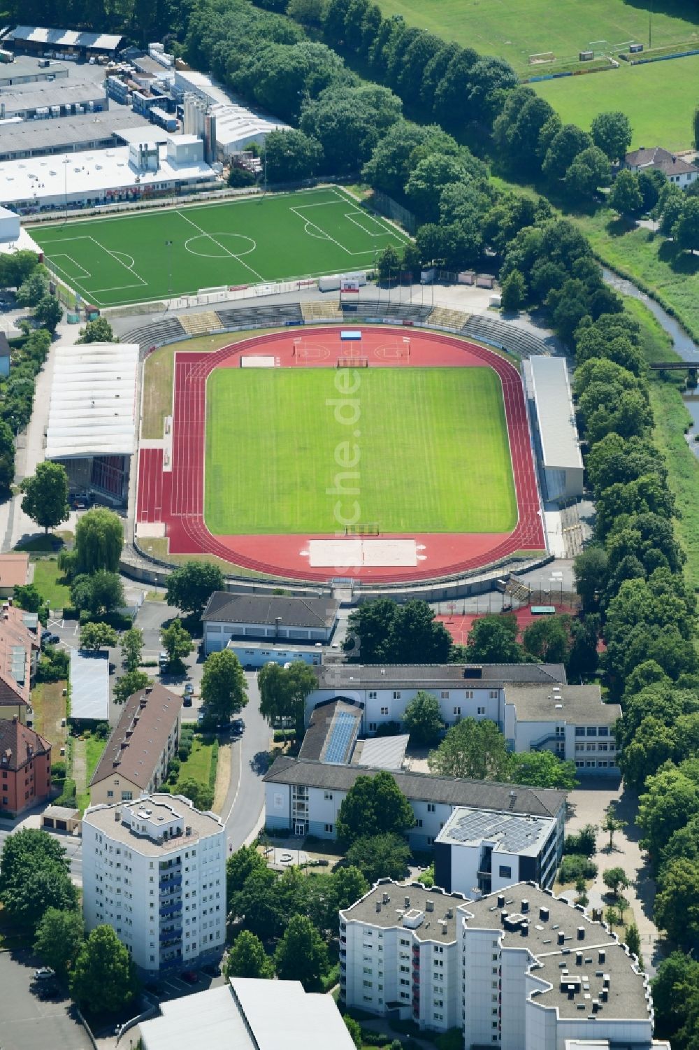 Bayreuth von oben - Sportstätten-Gelände des Stadion Hans-Walter-Wild-Stadion in Bayreuth im Bundesland Bayern, Deutschland