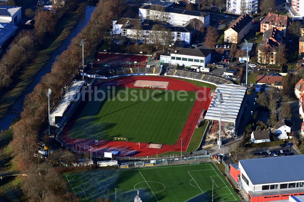 Bayreuth aus der Vogelperspektive: Sportstätten-Gelände des Stadion Hans-Walter-Wild-Stadion in Bayreuth im Bundesland Bayern, Deutschland