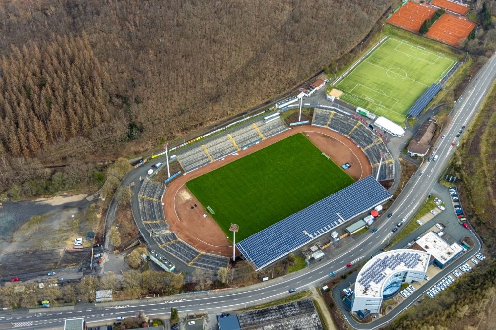 Luftbild Siegen - Sportstätten-Gelände des Stadion Leimbachstadion in Siegen im Bundesland Nordrhein-Westfalen, Deutschland