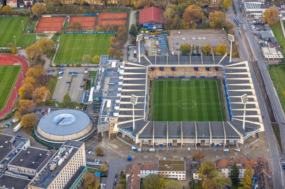Bochum aus der Vogelperspektive: Sportstätten-Gelände Vonovia Ruhrstadion in Bochum im Bundesland Nordrhein-Westfalen