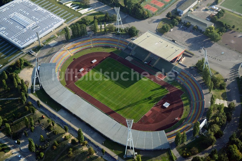 Luftaufnahme Berlin Prenzlauer Berg - Stadion am Friedrich-Ludwig-Jahn-Sportpark in Berlin Prenzlauer Berg