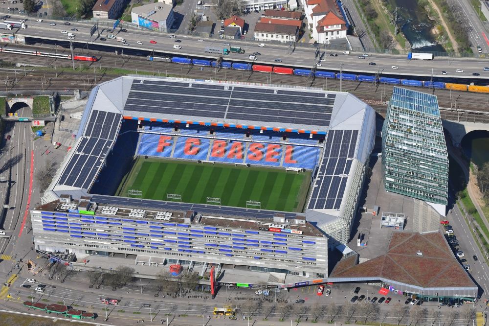 Luftbild Basel - Stadion St. Jakob-Park im Sportzentrum St. Jakob in Basel in der Schweiz