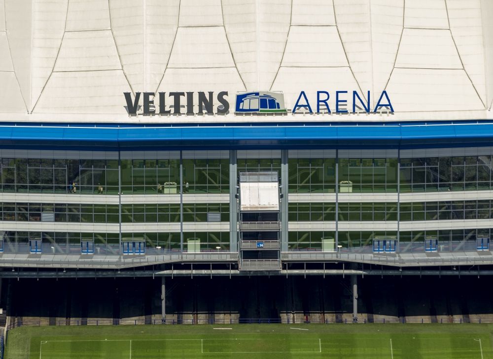Gelsenkirchen von oben - Stadion - Multifunktionshalle Veltins- Arena Gelsenkirchen im Bundesland Nordrhein-Westfalen