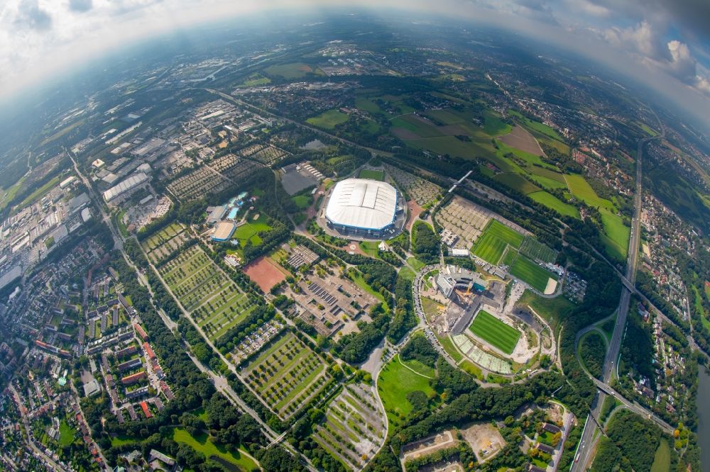 Gelsenkirchen von oben - Stadion - Multifunktionshalle Veltins- Arena Gelsenkirchen im Bundesland Nordrhein-Westfalen
