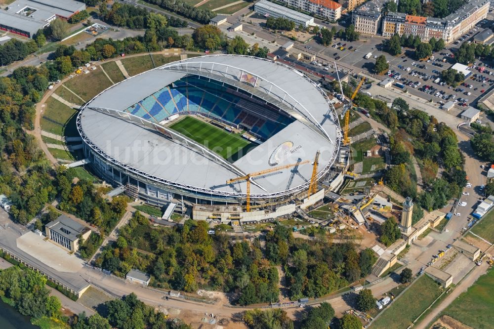 Leipzig von oben - Stadion Red Bull Arena in Leipzig im Bundesland Sachsen, Deutschland