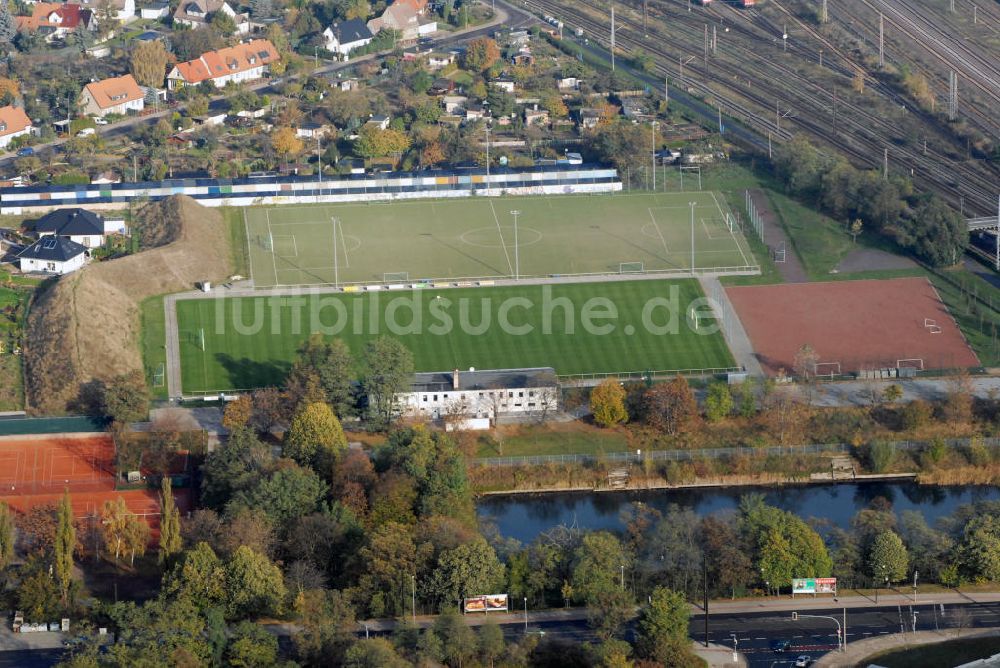 Luftaufnahme Magdeburg - Stadion Schöppensteg des SV Fortuna Magdeburg