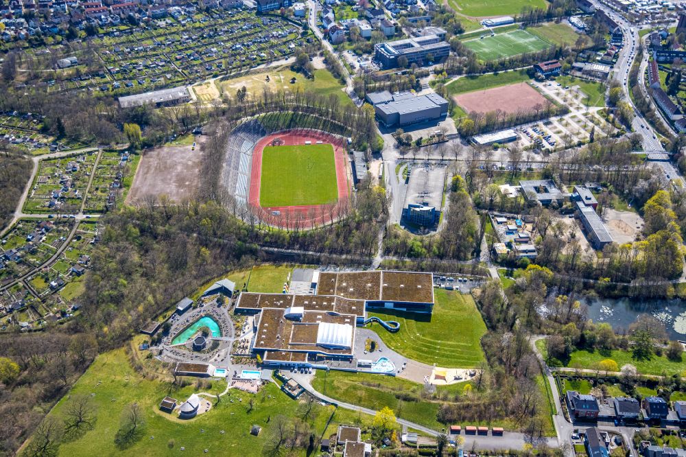 Luftaufnahme Hagen - Stadion - Sportpark Ischelandstadion an der Humpertstraße in Hagen im Bundesland Nordrhein-Westfalen, Deutschland