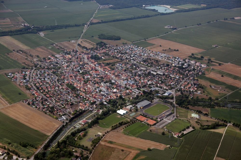 Luftaufnahme Biesheim - Stadtansicht von Biesheim in Frankreich