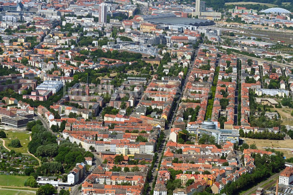 Luftaufnahme Leipzig - Stadtansicht entlang der Eisenbahnstraße in Leipzig im Bundesland Sachsen, Deutschland
