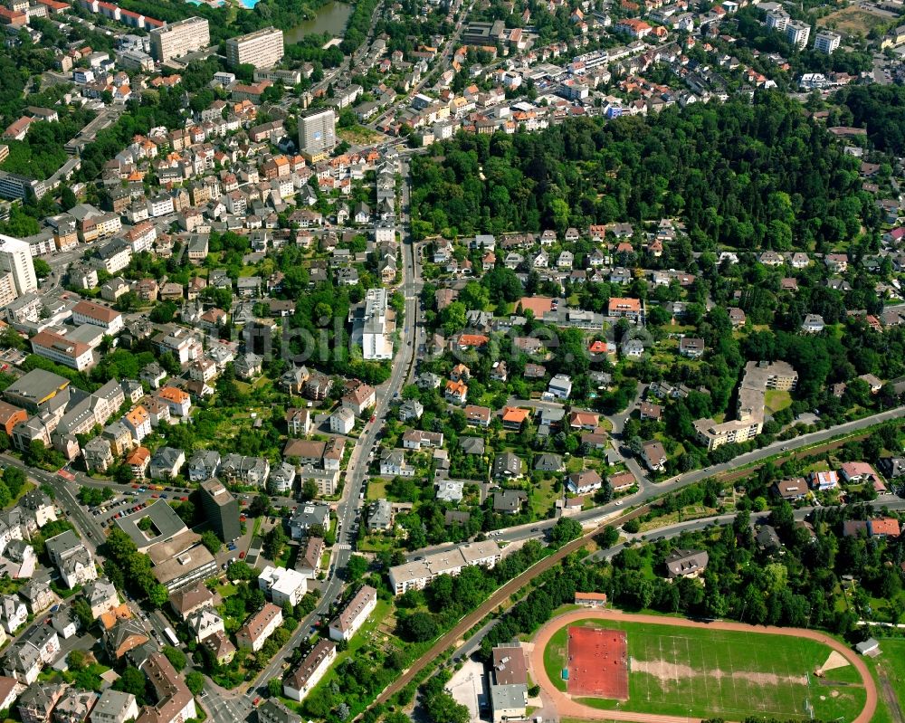 Luftbild Gießen - Stadtansicht entlang des Nahrungsberg in Gießen im Bundesland Hessen, Deutschland
