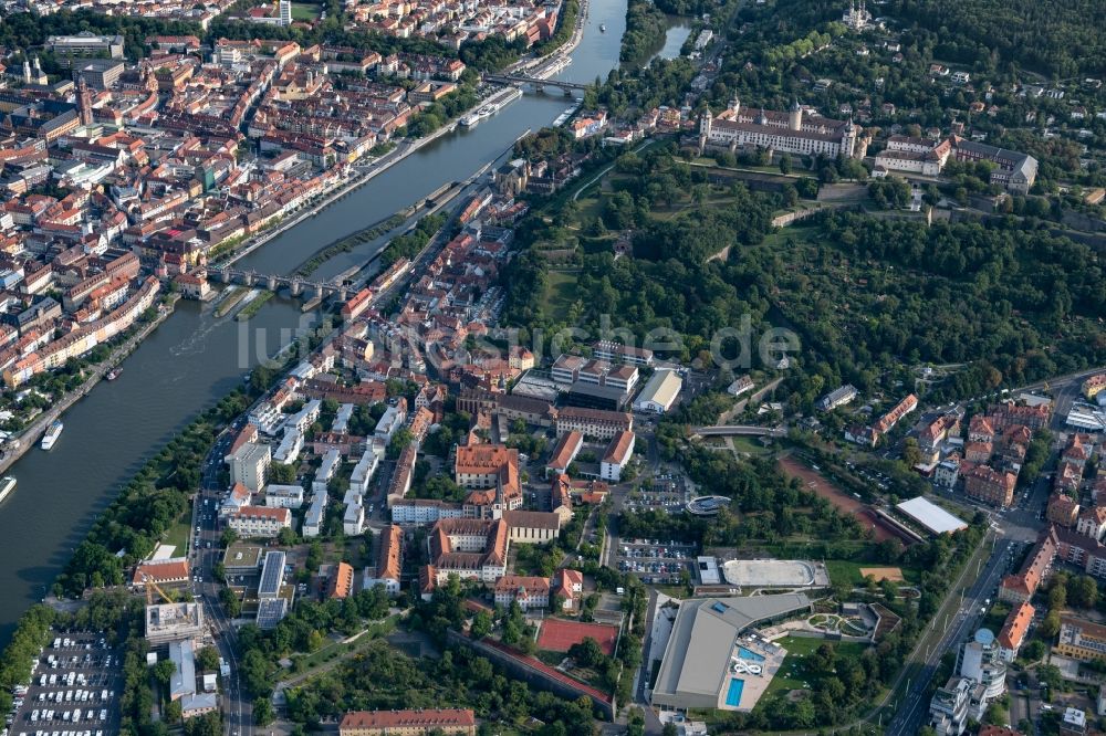 Luftbild Würzburg - Stadtansicht mit Festung Marienberg im Stadtteil Zellerau in Würzburg im Bundesland Bayern, Deutschland