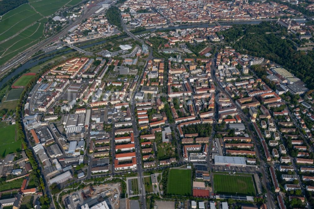 Luftbild Würzburg - Stadtansicht mit Festung Marienberg im Stadtteil Zellerau in Würzburg im Bundesland Bayern, Deutschland