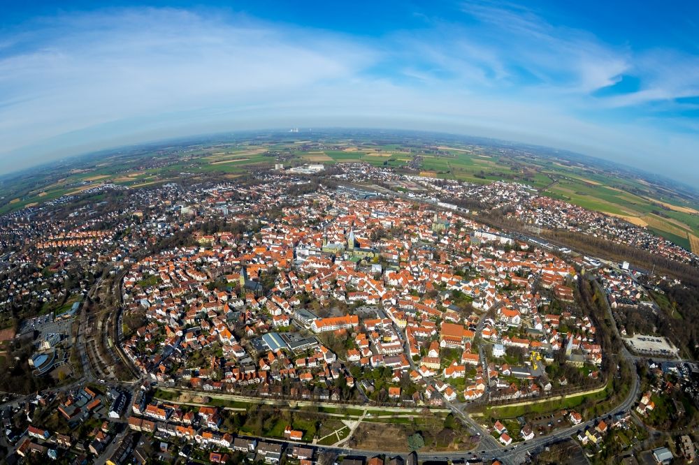 Luftbild Soest - Stadtansicht in Fish Eye- Perspektive von Soest im Bundesland Nordrhein-Westfalen, Deutschland
