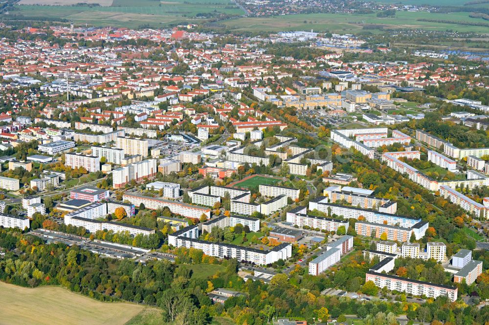 Hansestadt Greifswald aus der Vogelperspektive: Stadtansicht der Hansestadt Greifswald im Bundesland Mecklenburg-Vorpommern, Deutschland