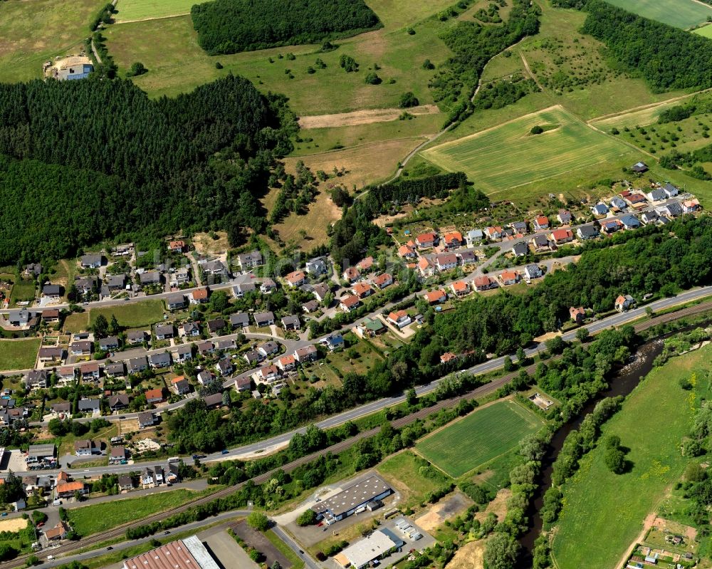 Hochstetten-Dhaun aus der Vogelperspektive: Stadtansicht von Hochstetten-Dhaun an der B41 im Bundesland Rheinland-Pfalz
