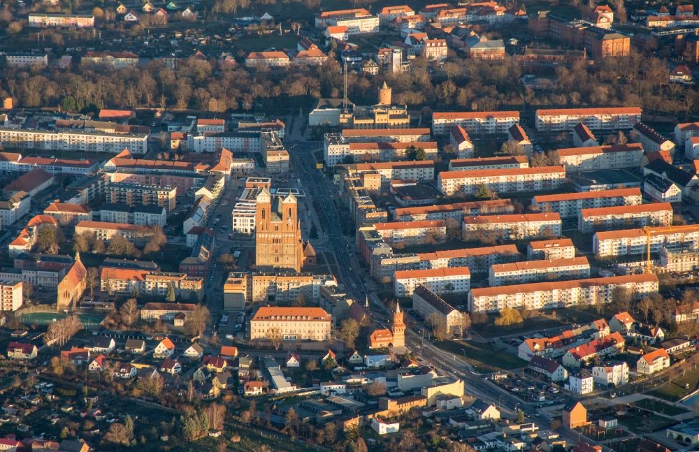Prenzlau von oben - Stadtansicht vom Innenstadt - Zentrum der Kreisstadt Prenzlau (Uckermark) im Bundesland Brandenburg